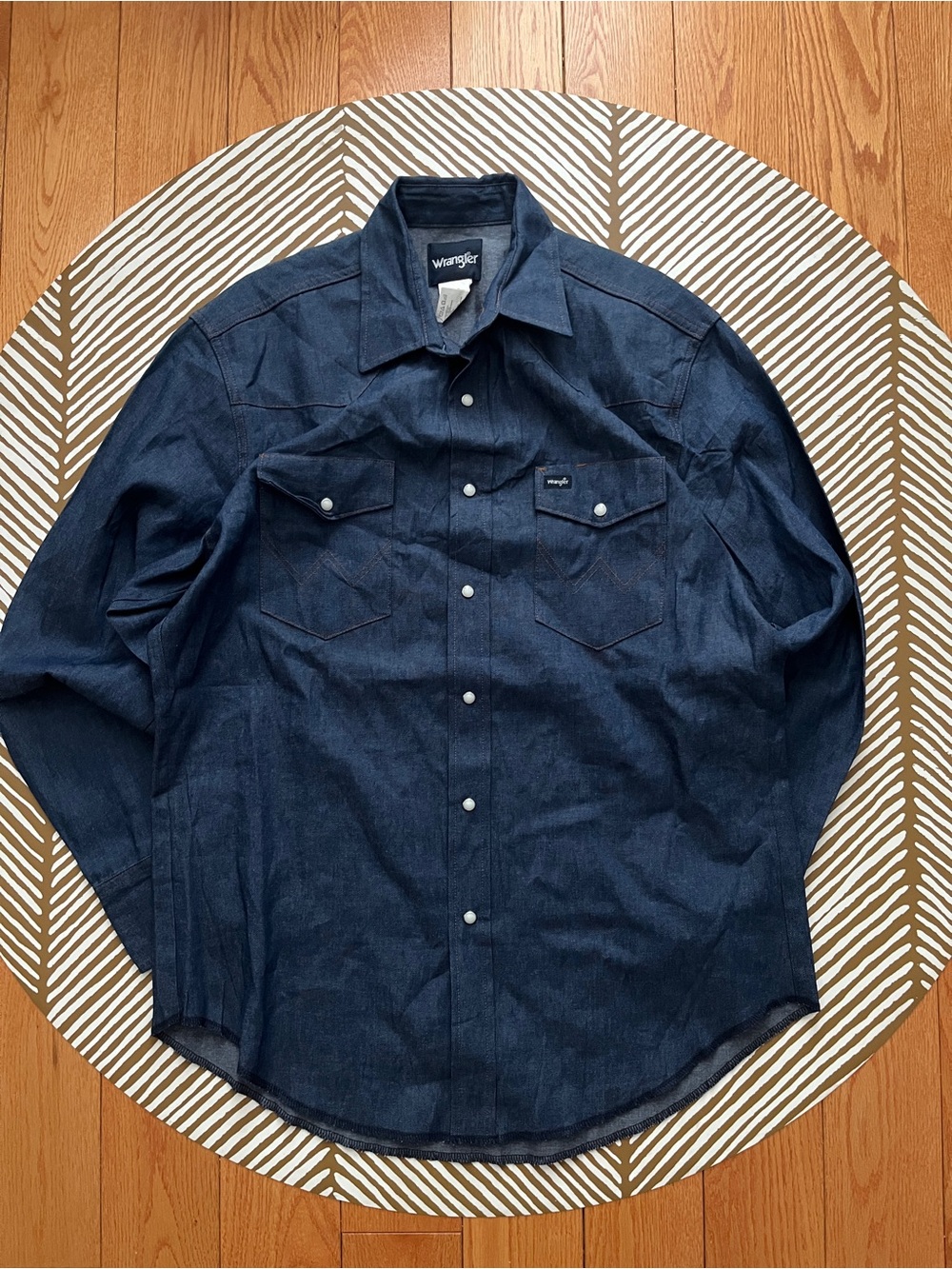Wrangler Western Pearl Snap Denim Shirt (L)